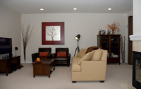 Living: new berber carpet, wired surround sound, 3-sided gas fireplace, dimmable lighting