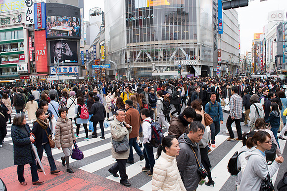 In the craziness of crosswalking at Shibuya