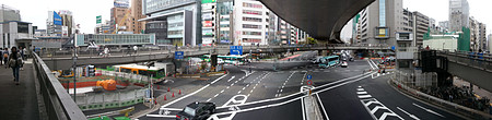 Maze of walkways and roads in Shibuya