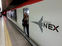 Taking the express from Narita Airport to Tokyo