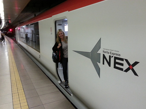 Taking the express from Narita Airport to Tokyo