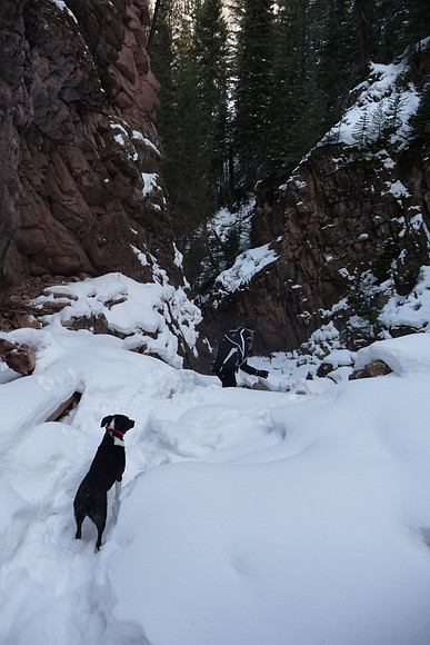 Snow hike to East Snowmass Falls