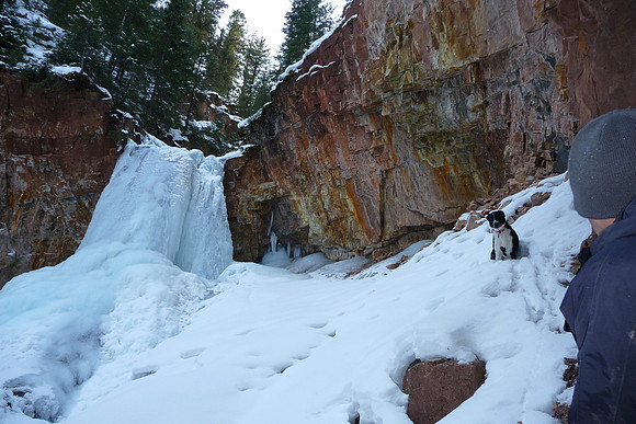 Nascha at the end of our trail - rest is PURE ice