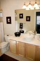 2nd Bath: new corian countertop, vessel sink, all-brass faucet, and new lighting