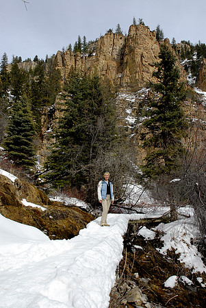 plank walk across the fragile and slippery rock